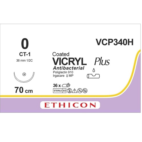 VCP340H Vicryl Plus 0 violet 70cm - CT-1 naald (VCP340H) | 36 stuks - Afbeelding 1