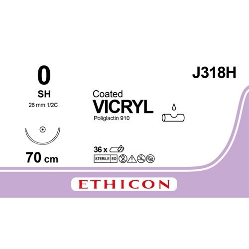 J318H Vicryl 0 violet 70cm - SH (V318H) | 36 stuks - Afbeelding 1
