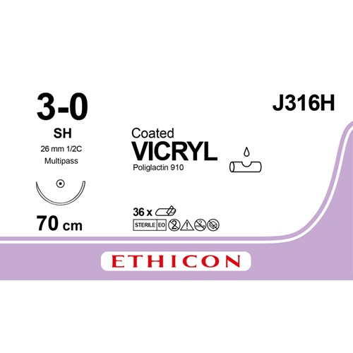 V316H Vicryl 3-0 violet 70cm - SH (J316H) | 36 stuks - Afbeelding 1