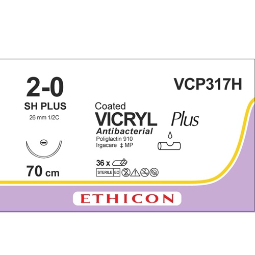 VCP317H Vicryl Plus 2-0 violet 70 cm - SH naald (VCP317H) | 36 stuks - Afbeelding 1